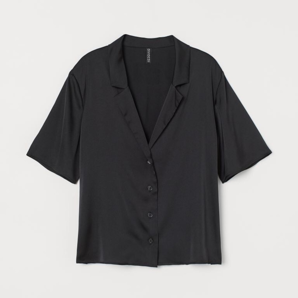 H&M satin/silk v neck short sleeve t-shirt
